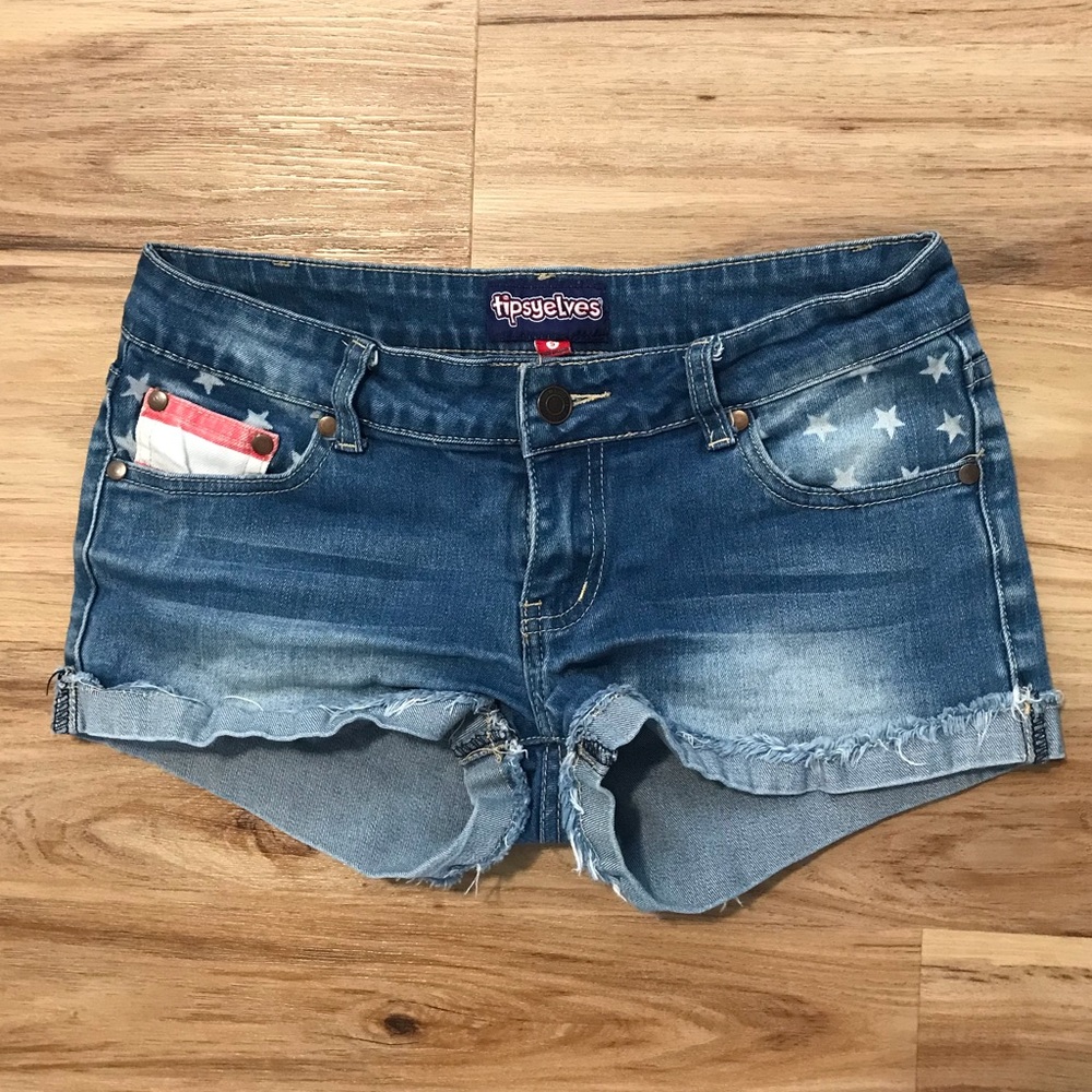 American Flag Denim Shorts